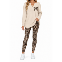 Ivory Top + Leopard Print Leggings