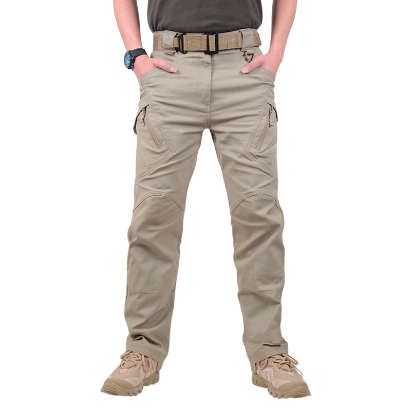 Men's solid color and printed pocket zipper waterproof tactical cargo pants