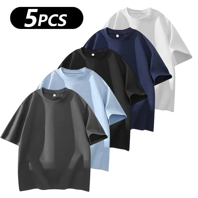Men's 5PCS Cotton Crew Neck T-Shirts Set
