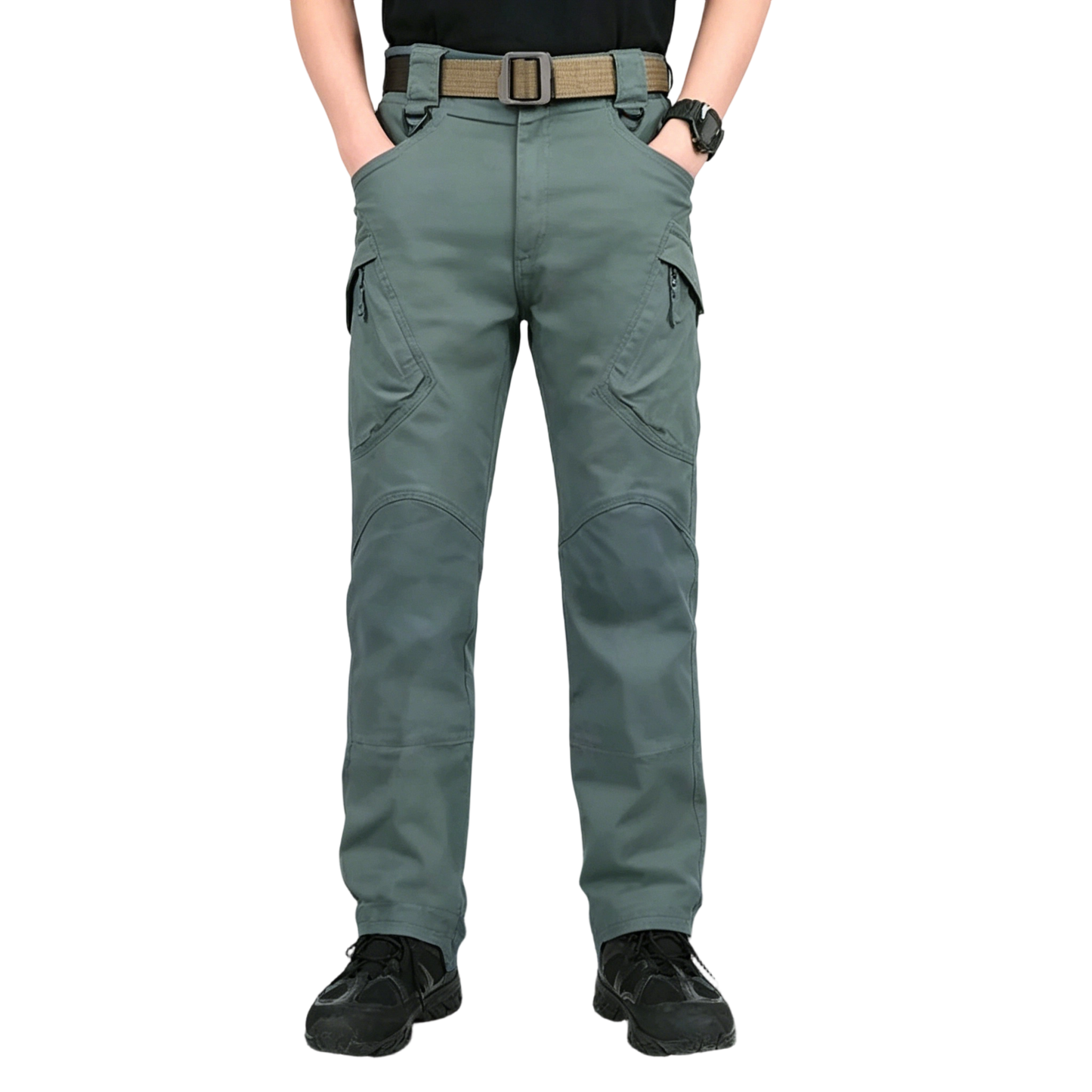 Men's solid color and printed pocket zipper waterproof tactical cargo pants