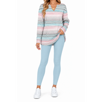 Pastel Striped Top + Light Blue Leggings