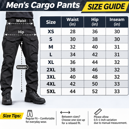 Men's Ripstop Water-Resistant Tactical Cargo Pants