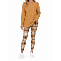 Camel Top + Tan Plaid Leggings
