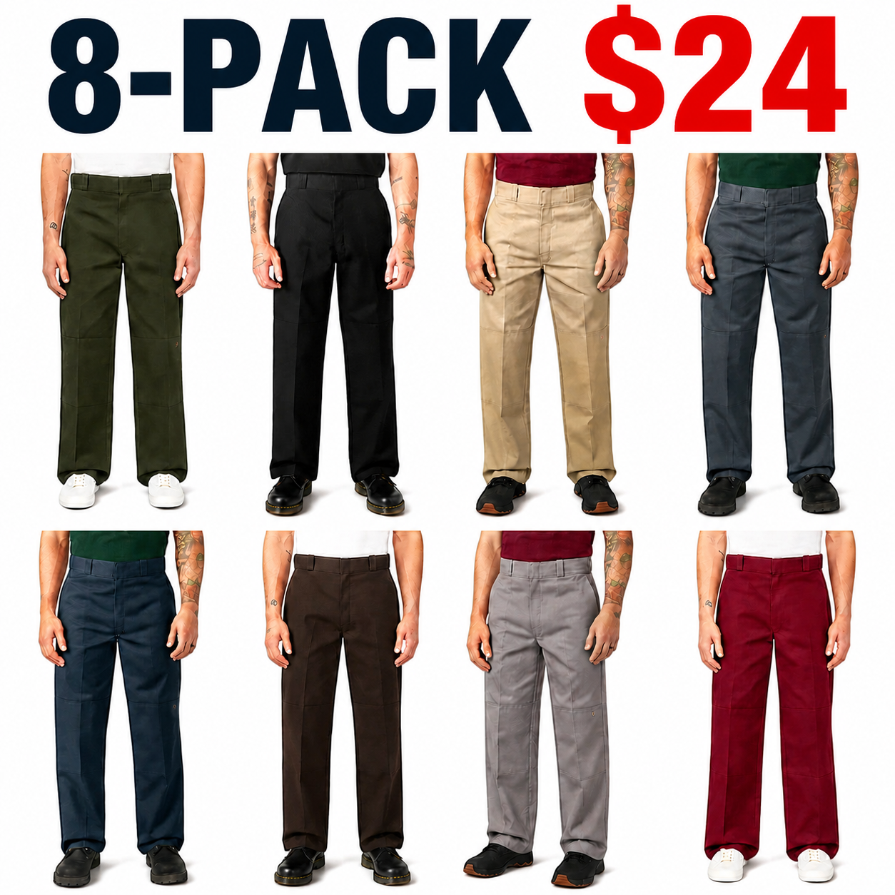 Men's Loose Fit Double Knee Work Pants