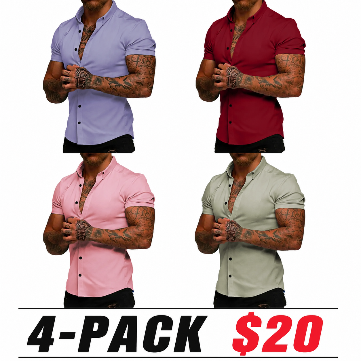 Mens Muscle Fit Dress Shirts