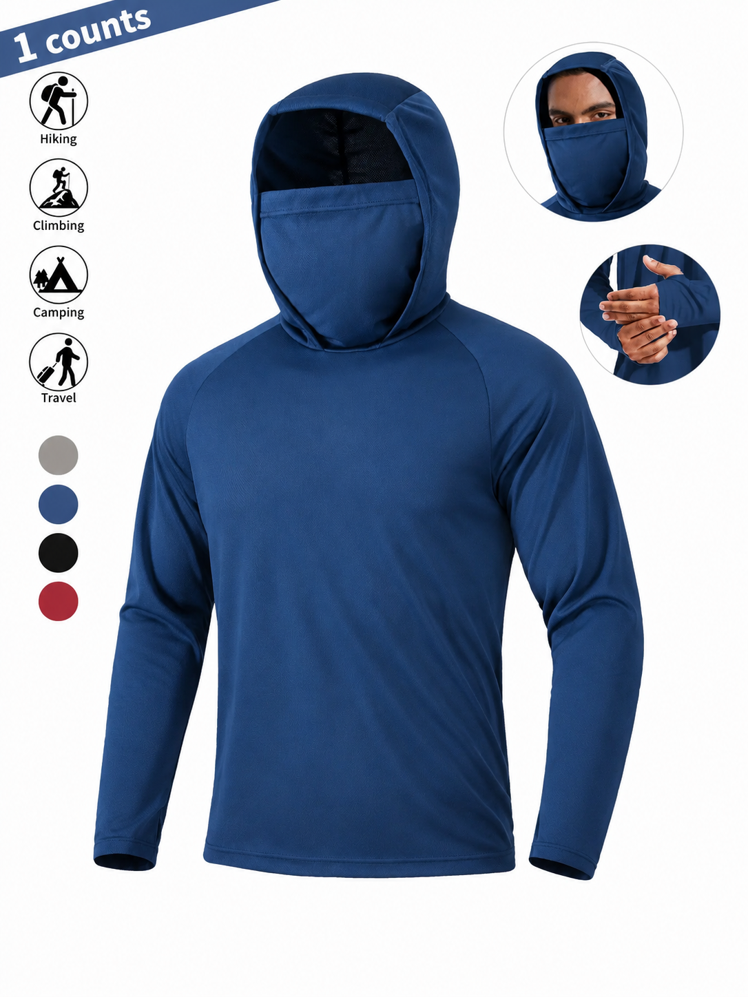Men's Sun Protection Hoodie Set,Fishing Hoodie with Mask