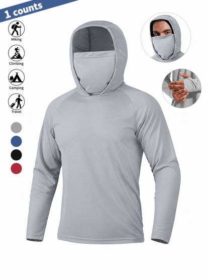 Men's Sun Protection Hoodie Set,Fishing Hoodie with Mask