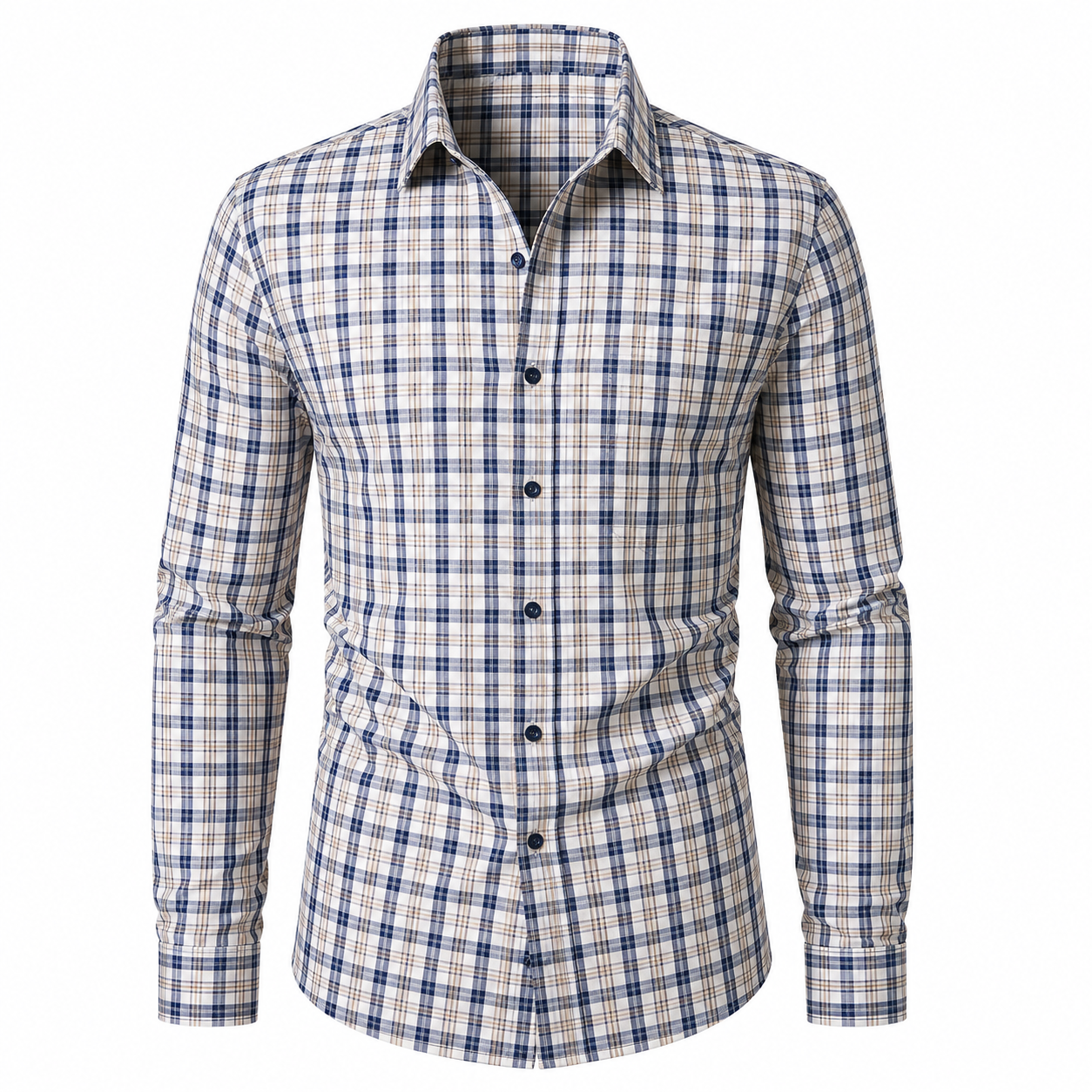 Men's Plaid Slim Fit Long Sleeve Button Down Shirt