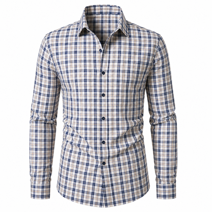 Men's Plaid Slim Fit Long Sleeve Button Down Shirt