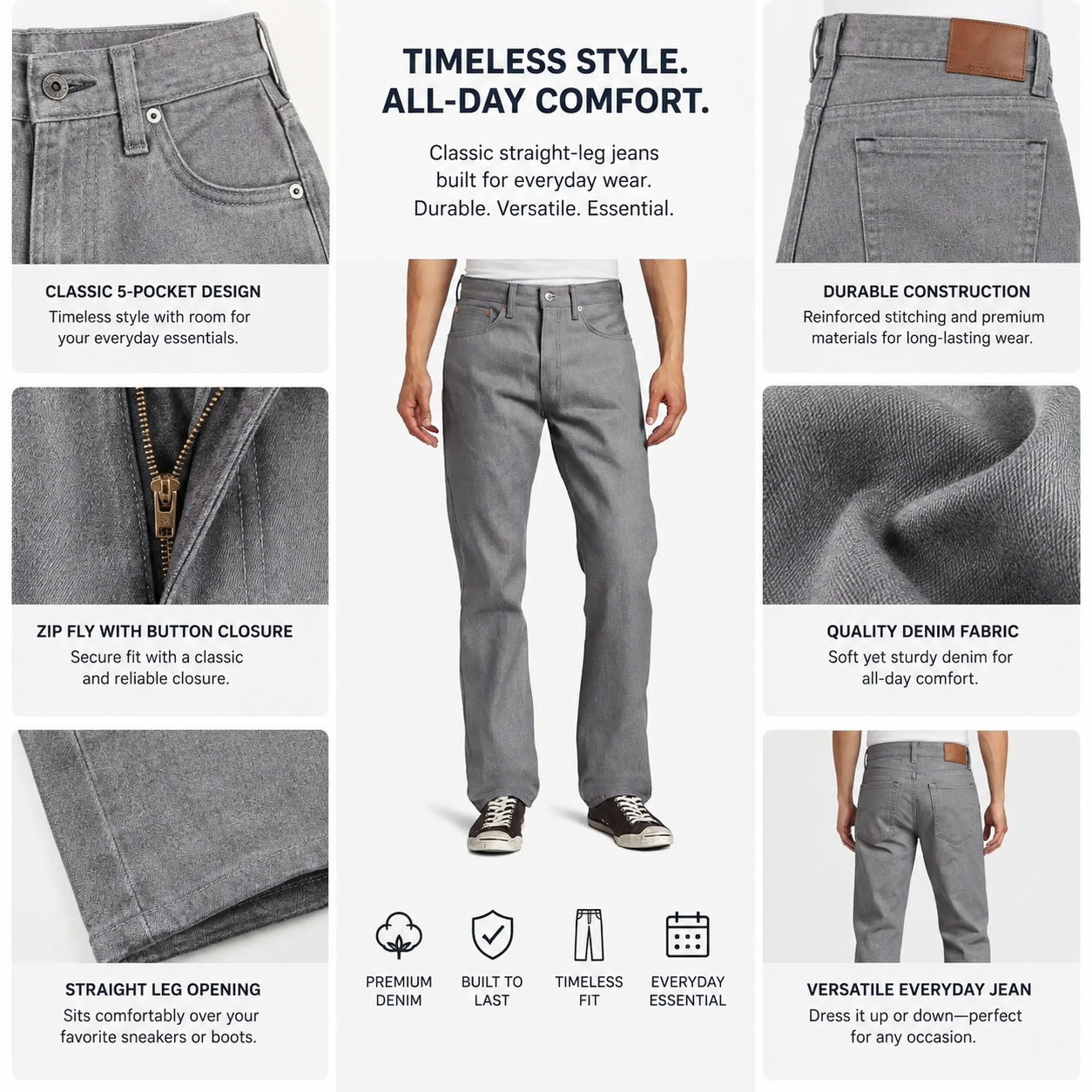 Men's Original Shrink-to-Fit Rigid Denim Jeans