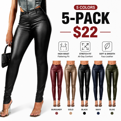 Women's PU Leather High Waist Leggings