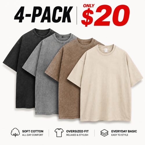 4-Pack Loose-Fit Cotton T-Shirts
