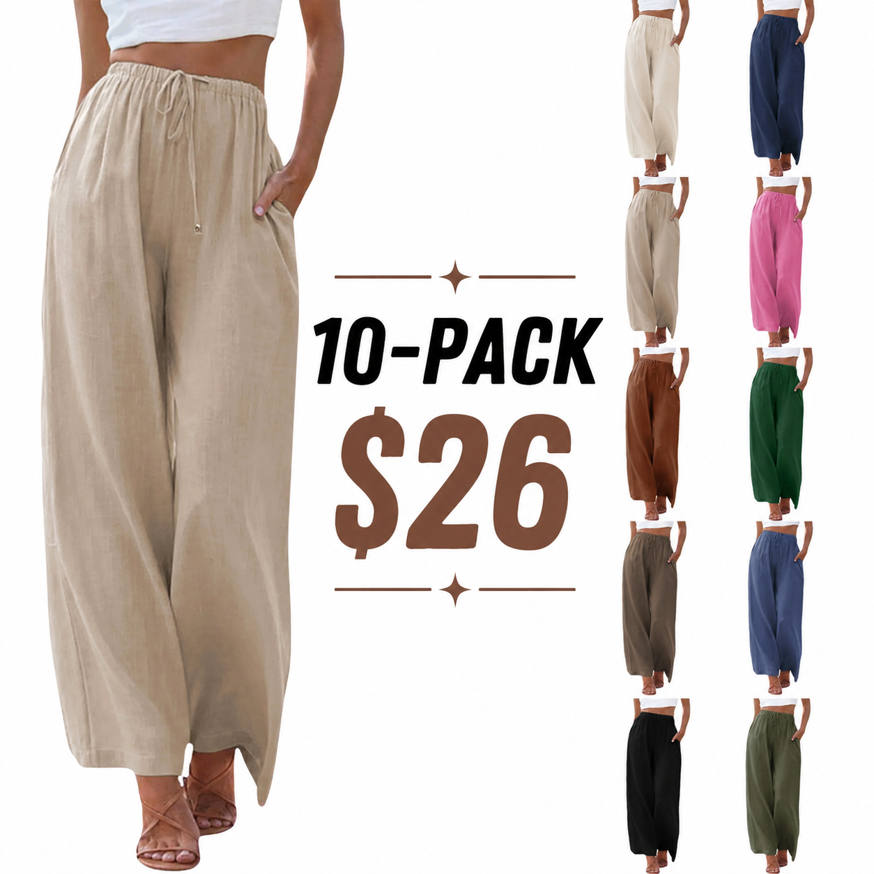 ✨ Women's Cotton Linen Palazzo Pants