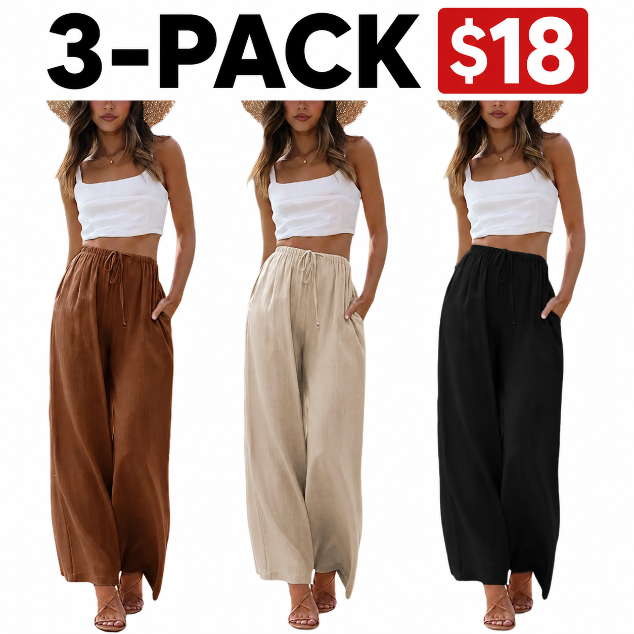 ✨ Women's Cotton Linen Palazzo Pants