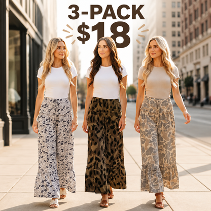 Multicolour Camo Print Wide Leg Casual Pants