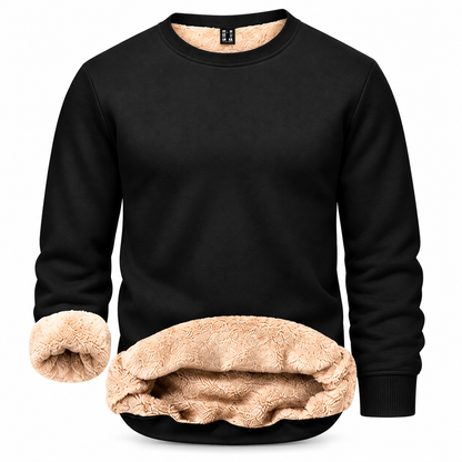 💚Men's Fitted Crewneck Fleece Lined Sweatshirt, Wind Resistant Polyester Athletic Pullover, Casual Fashion Active Tops