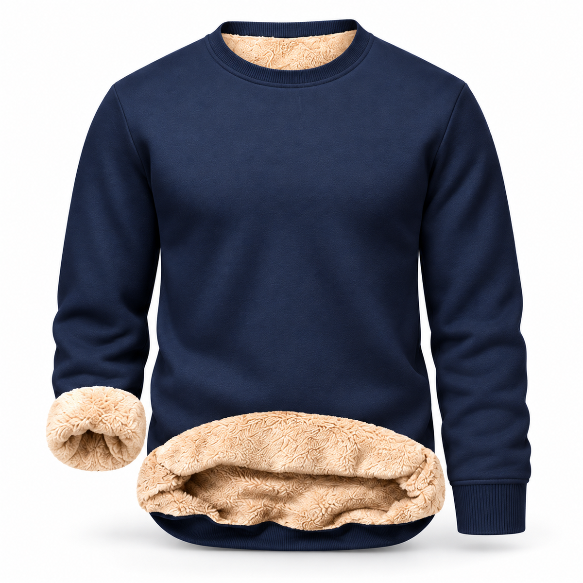 💚Men's Fitted Crewneck Fleece Lined Sweatshirt, Wind Resistant Polyester Athletic Pullover, Casual Fashion Active Tops