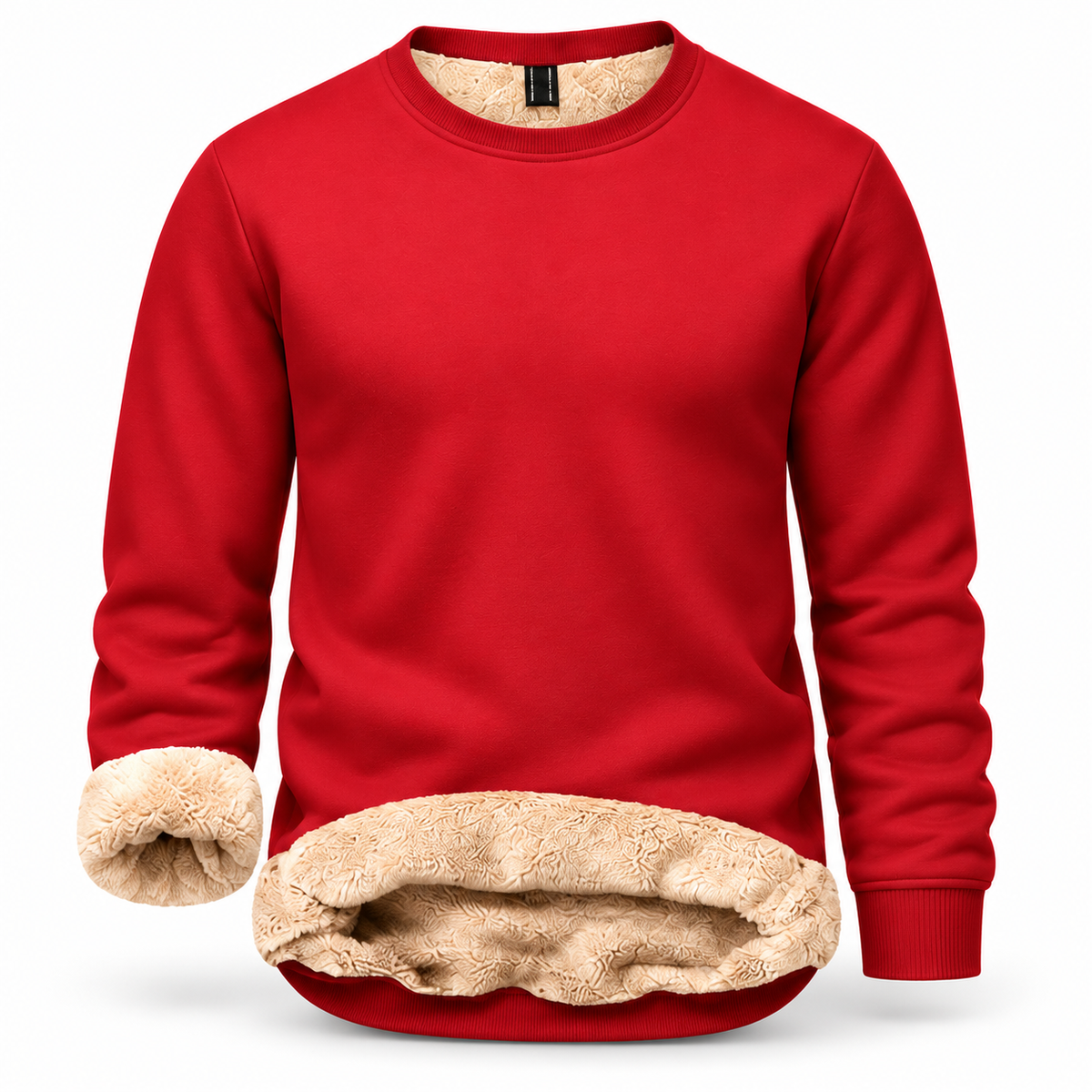 💚Men's Fitted Crewneck Fleece Lined Sweatshirt, Wind Resistant Polyester Athletic Pullover, Casual Fashion Active Tops