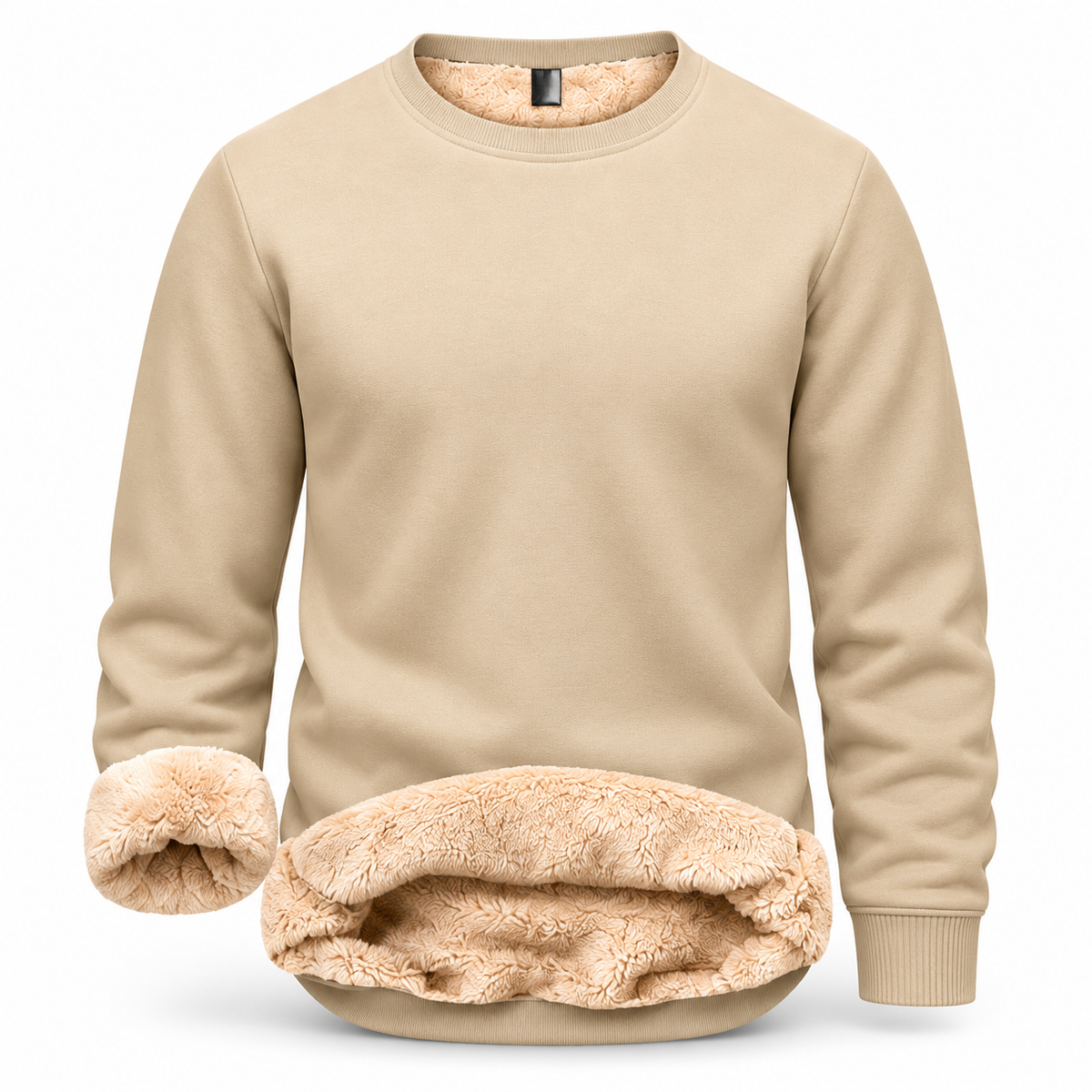 💚Men's Fitted Crewneck Fleece Lined Sweatshirt, Wind Resistant Polyester Athletic Pullover, Casual Fashion Active Tops