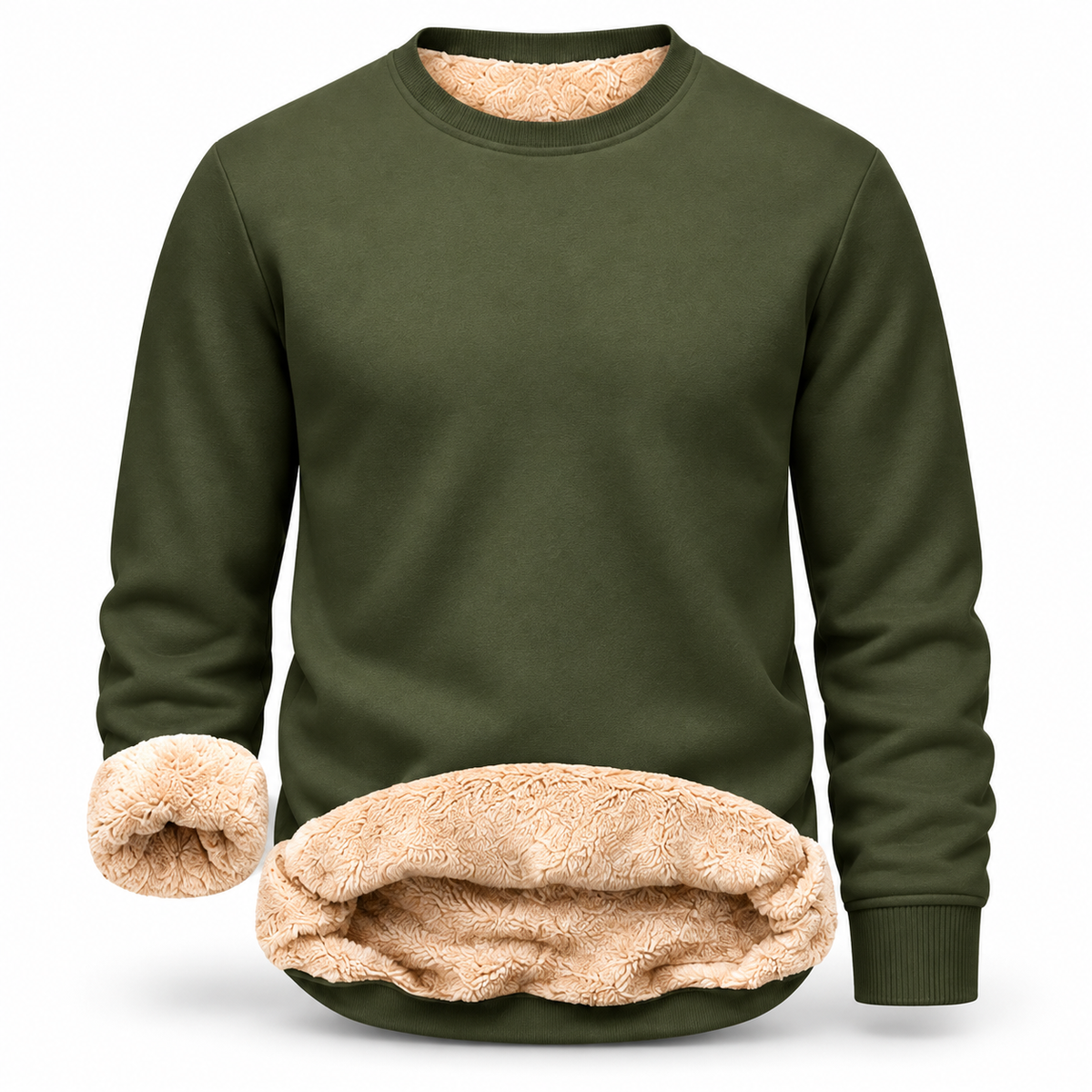 💚Men's Fitted Crewneck Fleece Lined Sweatshirt, Wind Resistant Polyester Athletic Pullover, Casual Fashion Active Tops