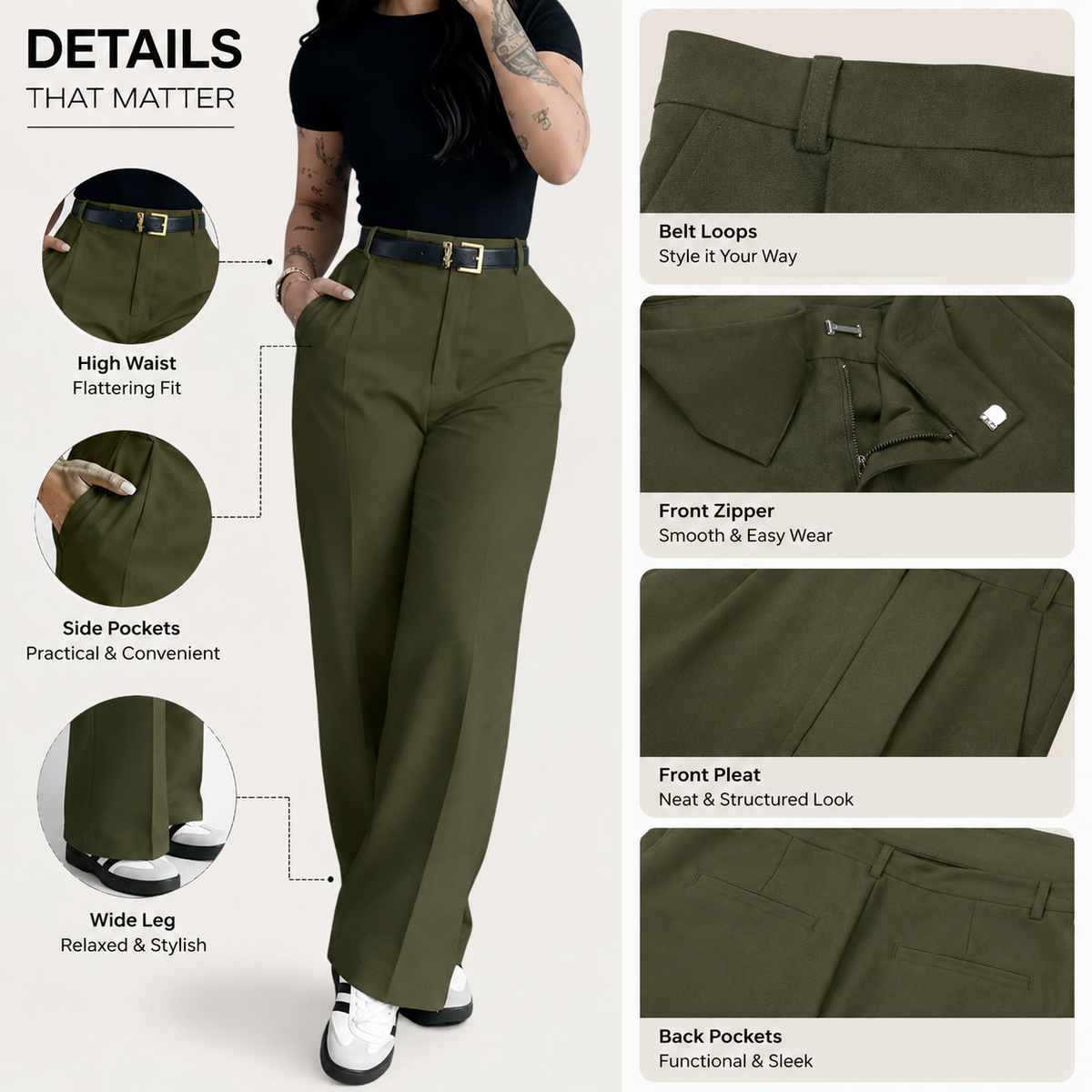 Women's High Waisted Straight Leg Suit Pants
