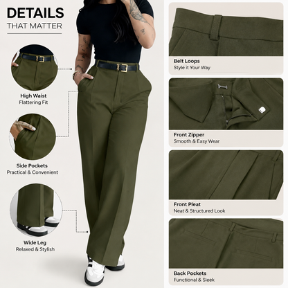Women's High Waisted Straight Leg Suit Pants