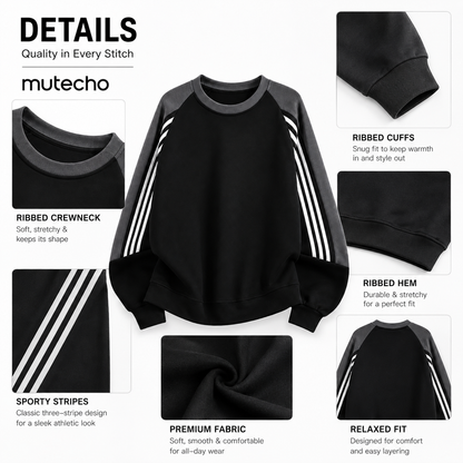 Mutecho Men's Colorblock Crewneck Sweatshirt