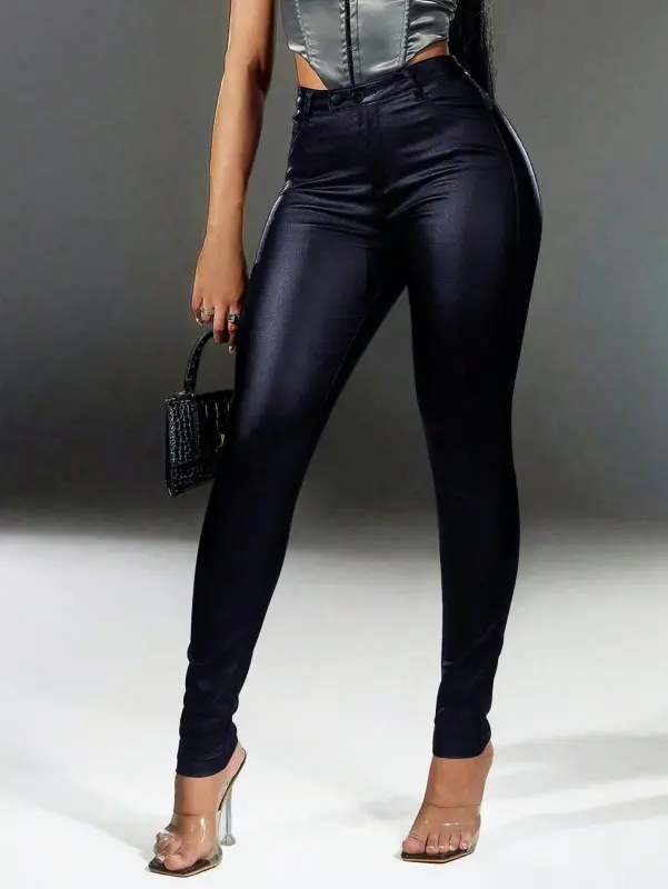 Women's PU Leather High Waist Leggings