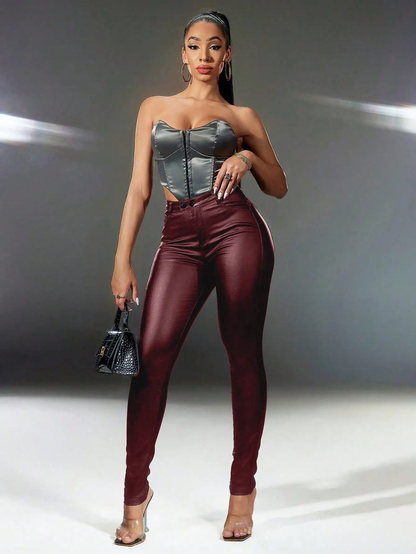 Women's PU Leather High Waist Leggings
