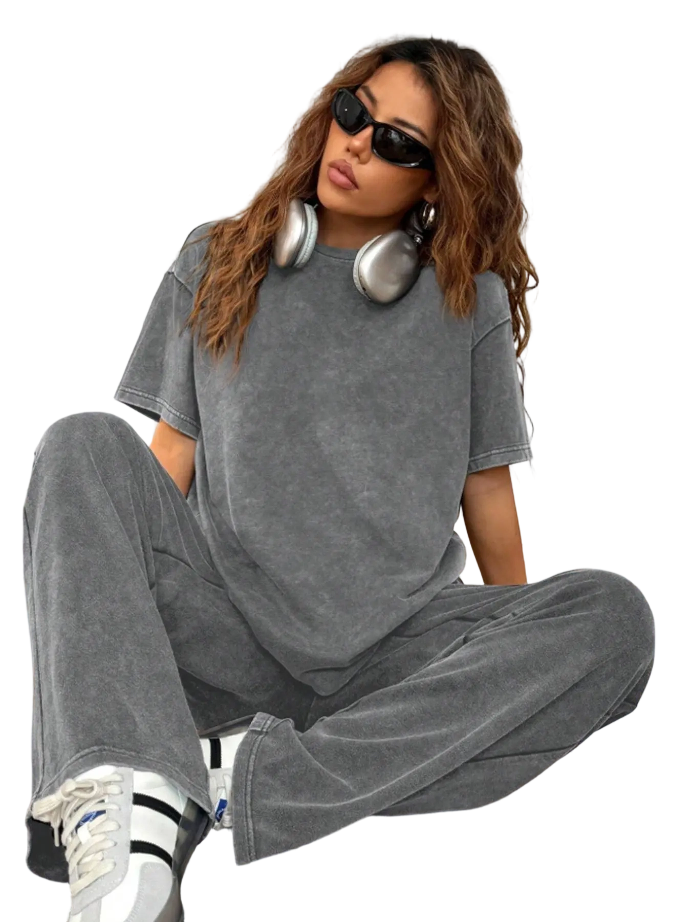 Women's Acid Wash Two Piece Set