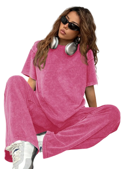 Women's Acid Wash Two Piece Set