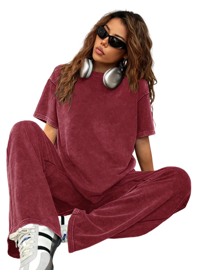 Women's Acid Wash Two Piece Set