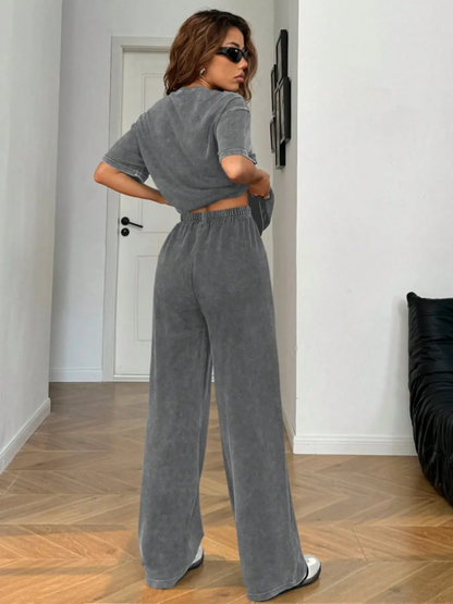 Women's Acid Wash Two Piece Set