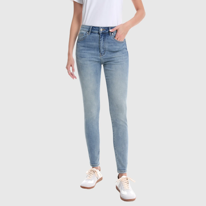 Women’s Mid Rise Flare Jeans with Tummy Control & No-Gap Waist