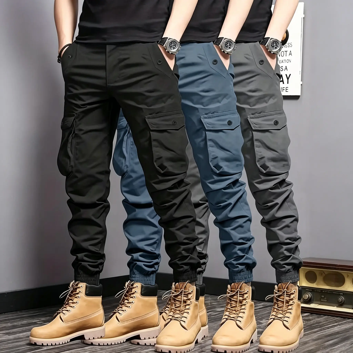 Men's Multi-Color Multi-Pocket Cargo Joggers