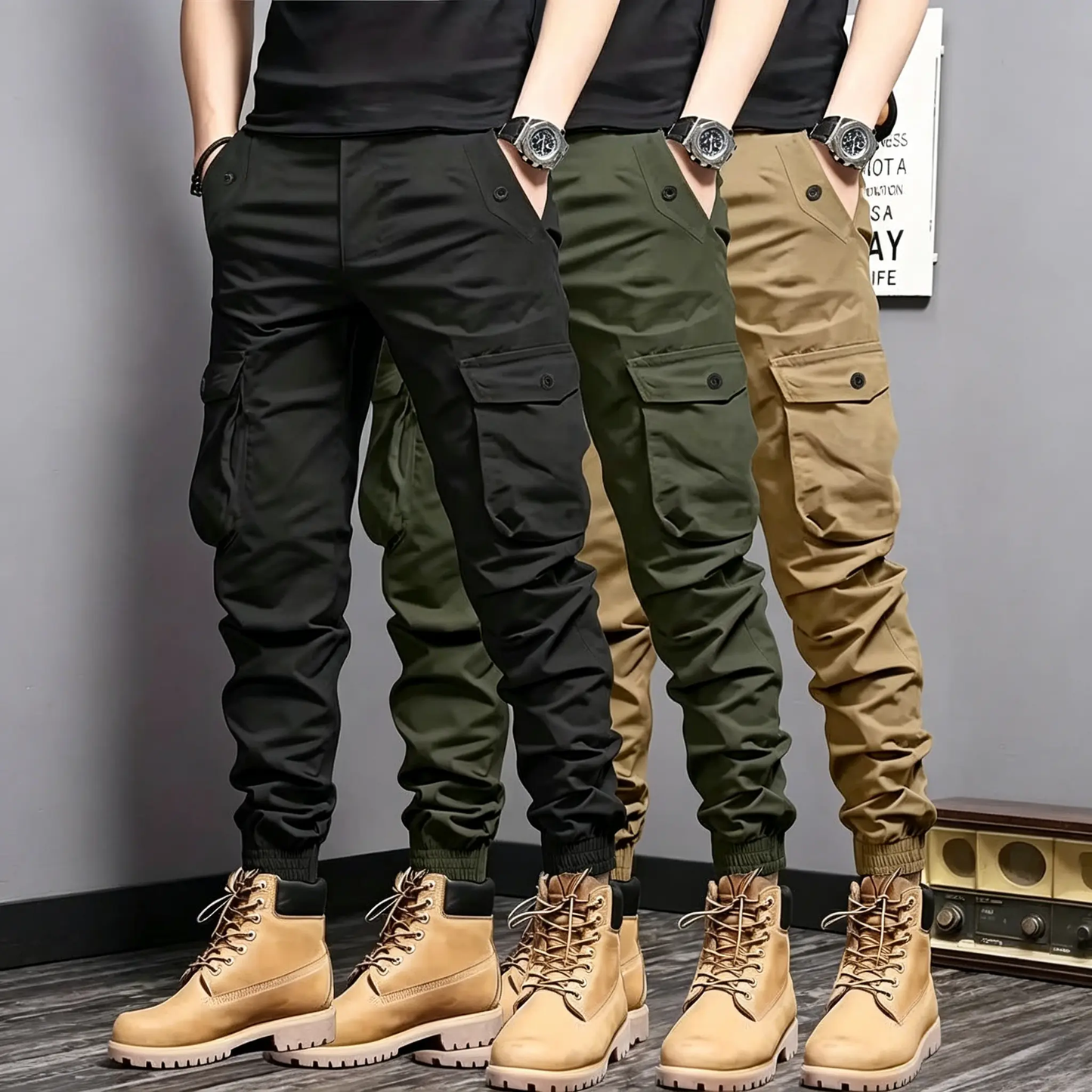 Men's Multi-Color Multi-Pocket Cargo Joggers