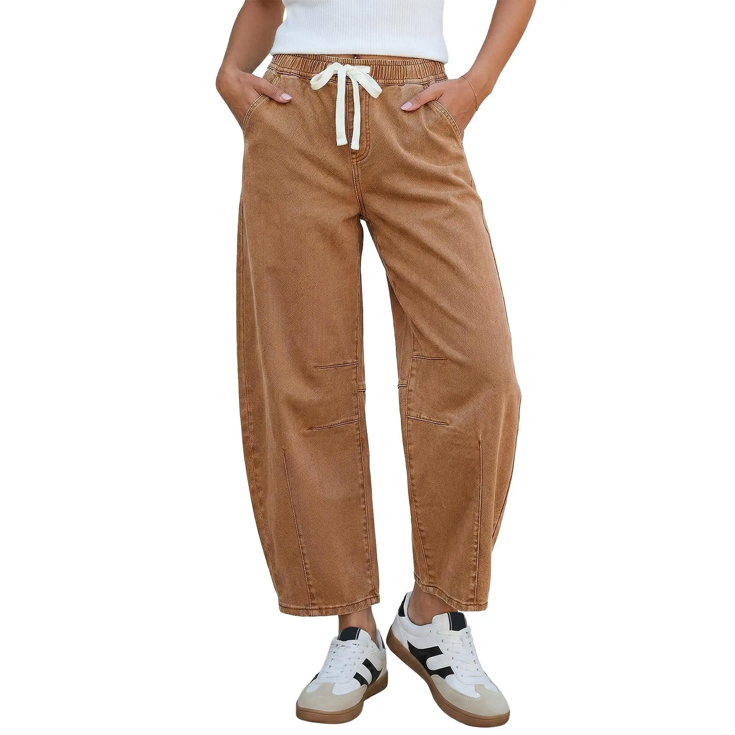 Women's  High-Rise Elastic Waist Cropped Wide Leg Jeans