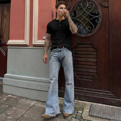 Men's Slim Fit Henley Shirt – Muscle Fit Longline Workout Tee