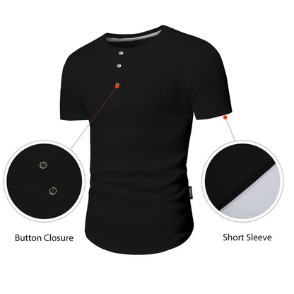 Men's Slim Fit Henley Shirt – Muscle Fit Longline Workout Tee