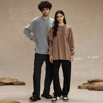 Oversized Vintage Acid Wash Long Sleeve T-Shirt