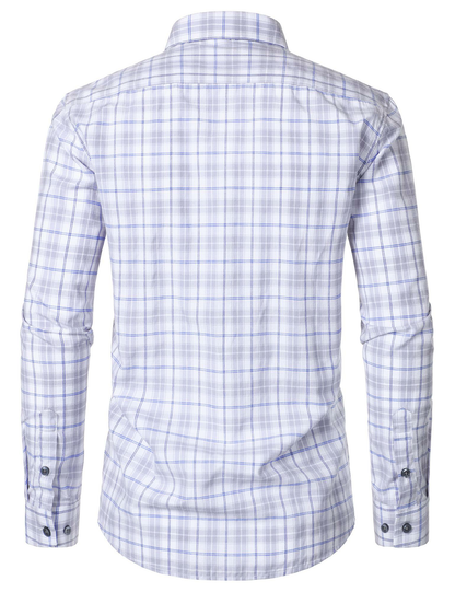 Men's Plaid Slim Fit Long Sleeve Button Down Shirt