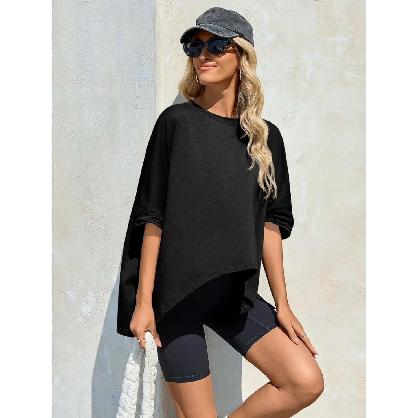 Womens Oversized Tshirts Batwing Short Sleeve