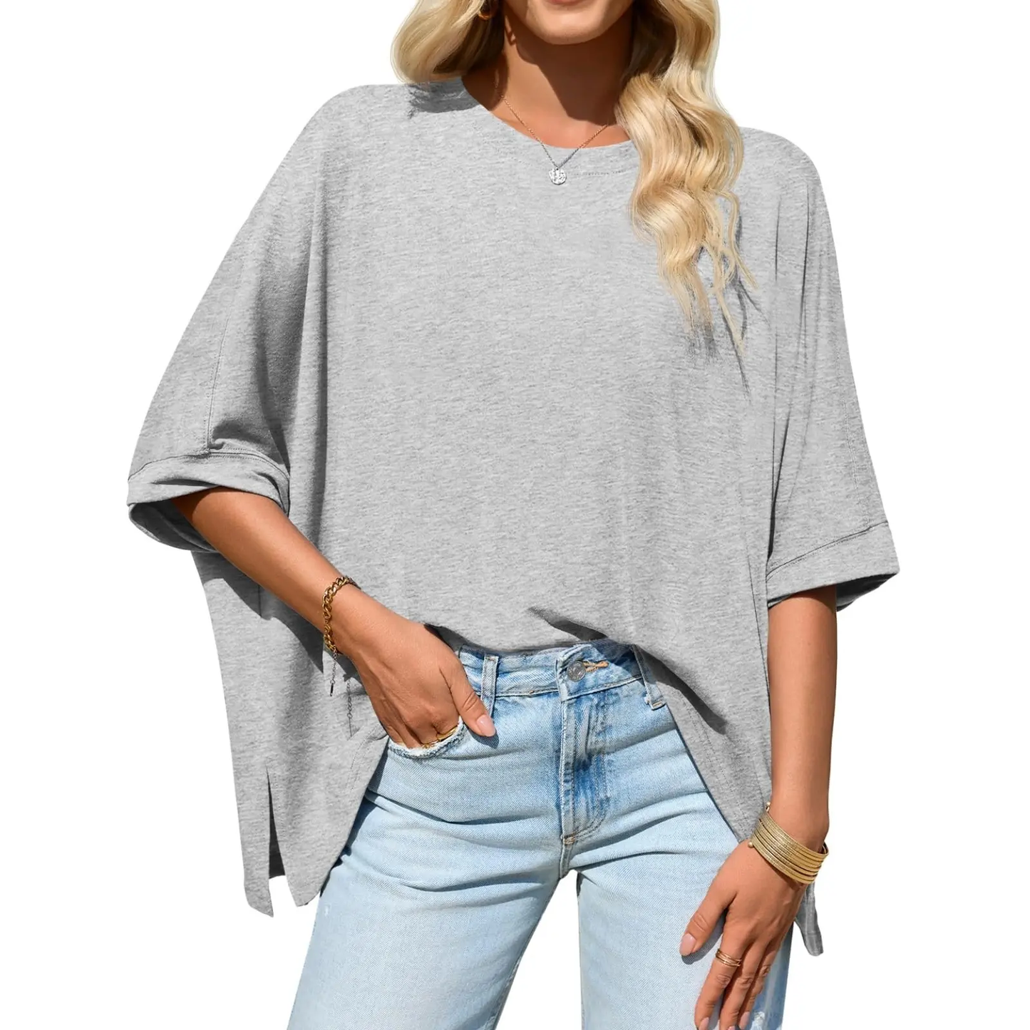 Womens Oversized Tshirts Batwing Short Sleeve
