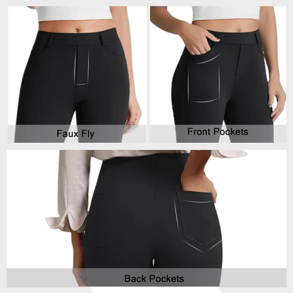 Women's High-Waisted Stretchy Casual Pocket Pants