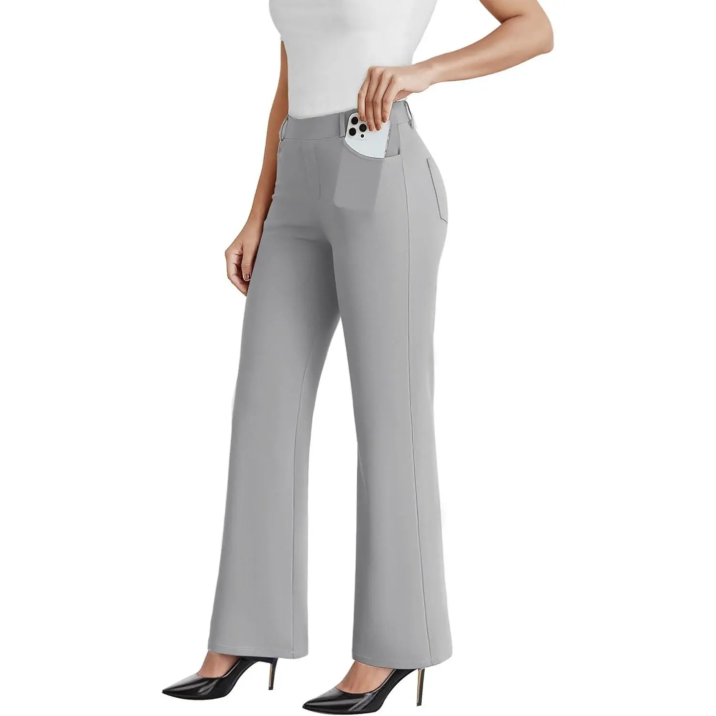Women's High-Waisted Stretchy Casual Pocket Pants