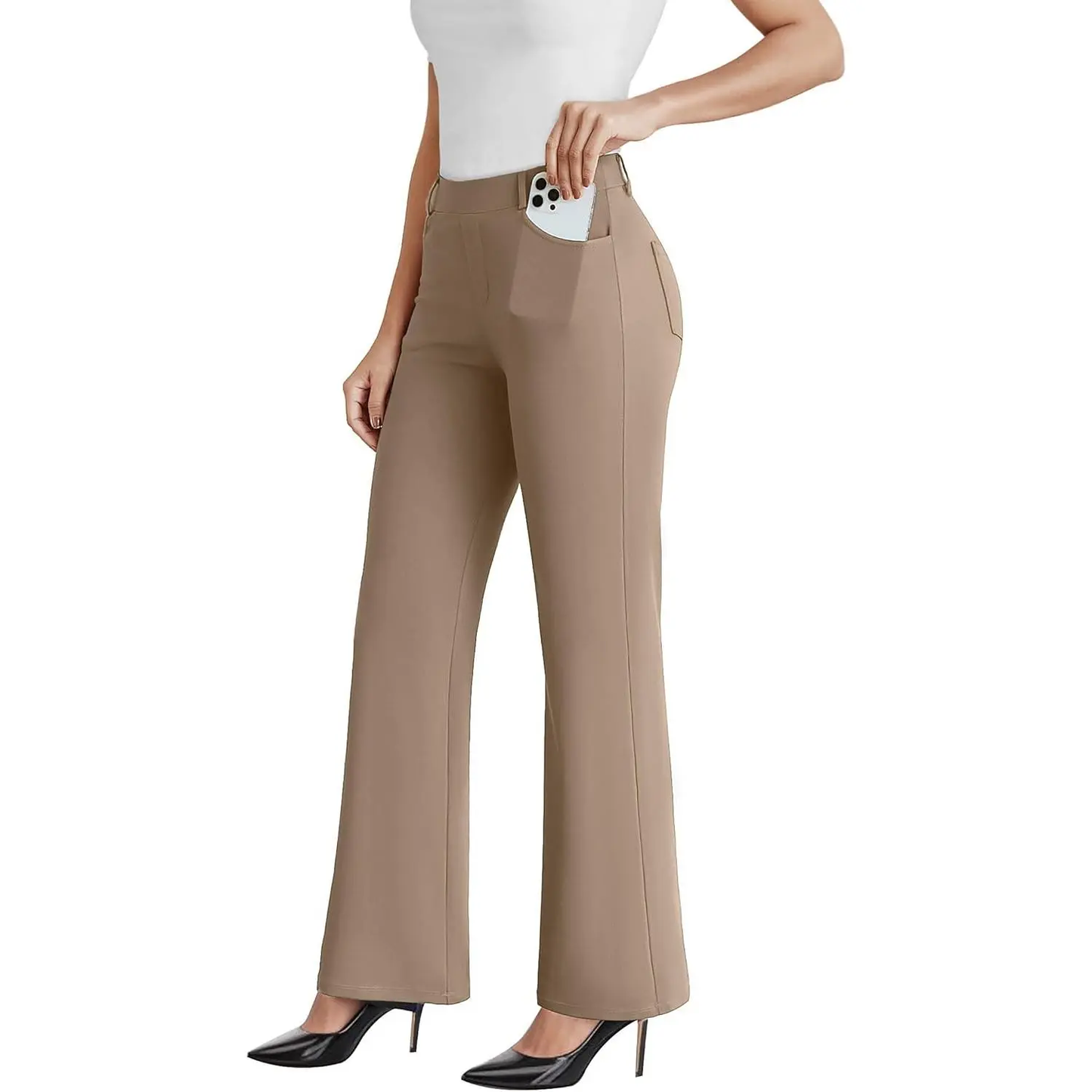 Women's High-Waisted Stretchy Casual Pocket Pants