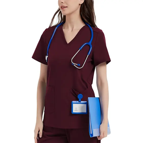 Women V Neck Shirt with 2 Pockets