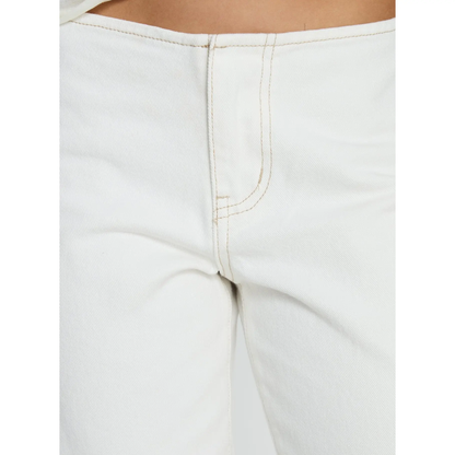 No Waist Low Rise Straight Leg Jeans White