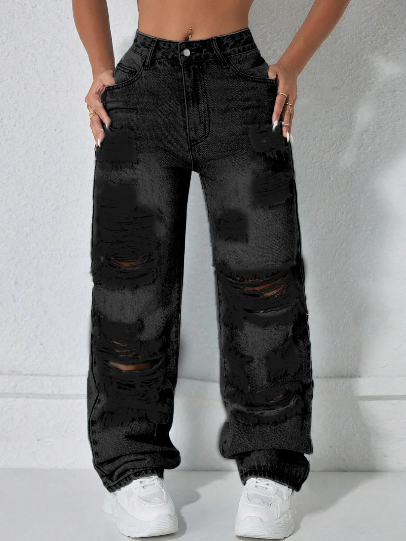 Women’s Casual High Rise Ripped Jeans
