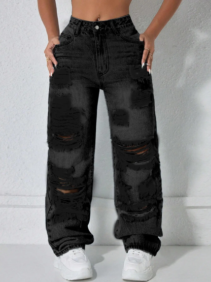 Women’s Casual High Rise Ripped Jeans